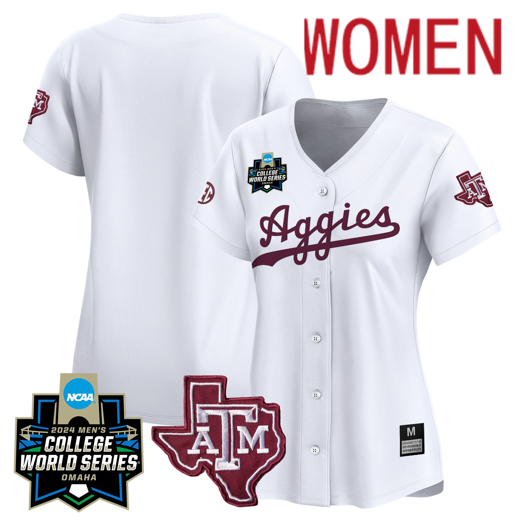 Women Texas A&M Aggies Blank White 2024 College World Series Vapor Premier Limited NCAA Jersey
